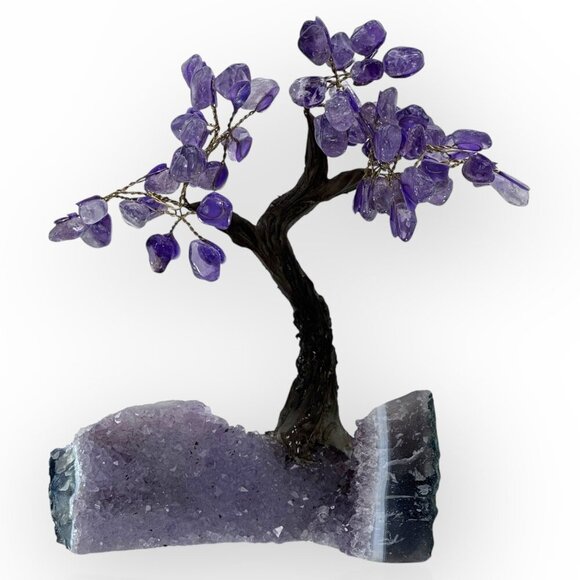 Amethyst Gemstone Bonsai Tree Large Rough Base 7" Height  Decorative Crystal - Picture 12 of 15